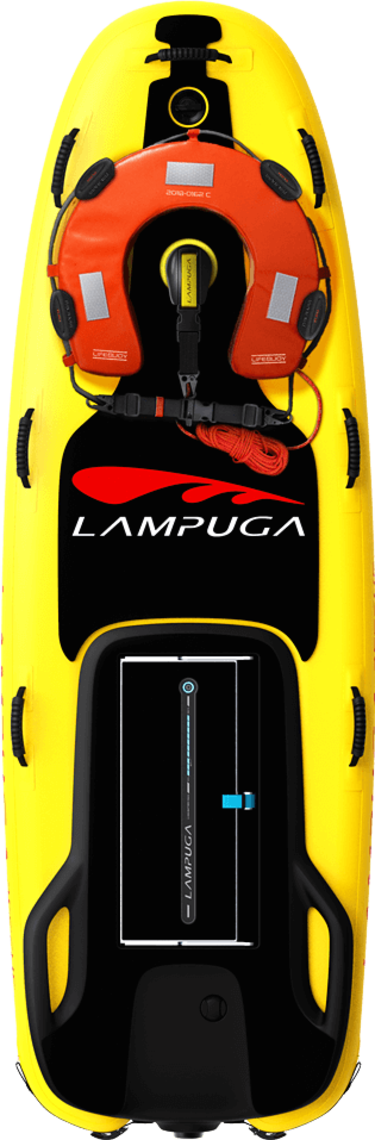 Draufsicht auf den Lampuga Rescue mit Fernbedienungsgriff
