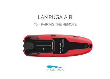 The red Lampuga Air Jetboard with the heading "Pairing the Remote"