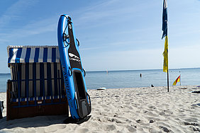 Lampuga Board lent on a beach chair at Timmendorfer Strand
