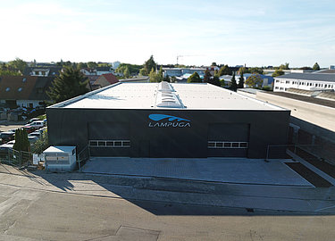 Drone view of the Lampuga production hall