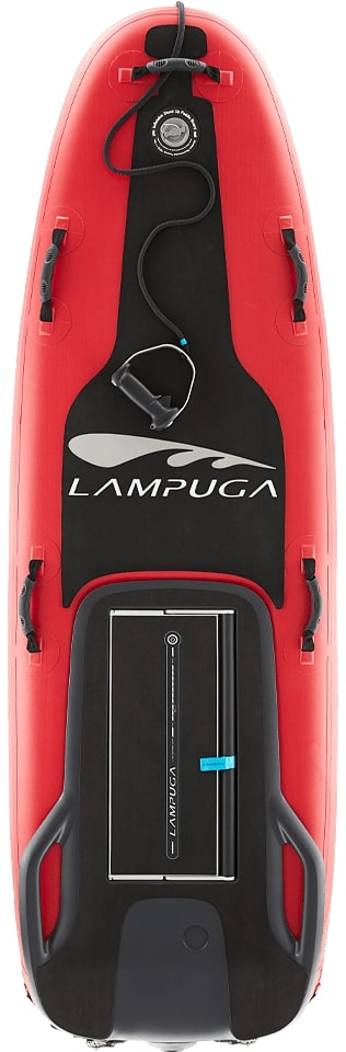 Top view of a red Lampuga Air with remote control handle